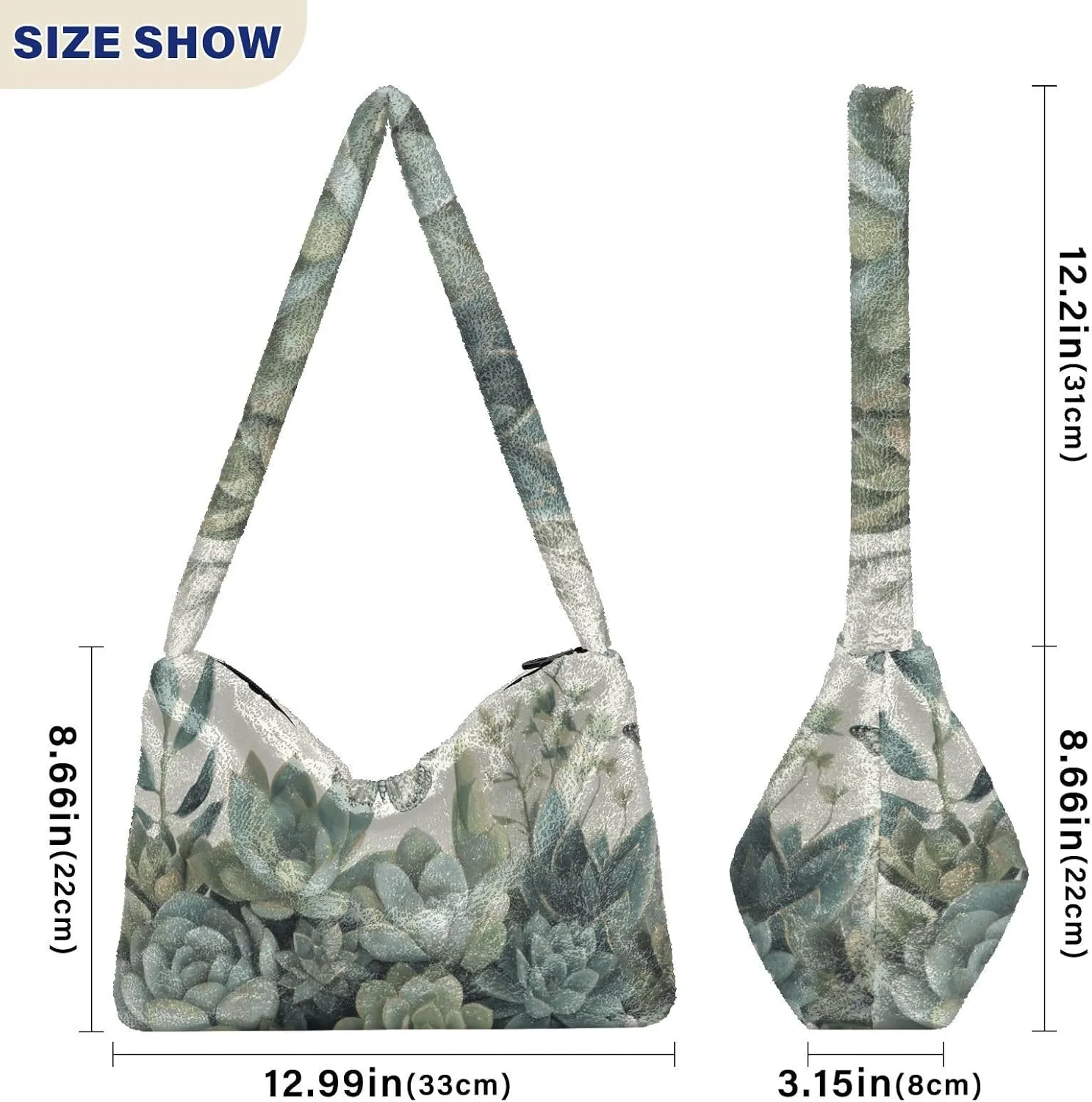 Floral Flower Texture Women's Shoulder Bag, Tote Shoulder Bag with Zipper, Shoulder Handbag Women