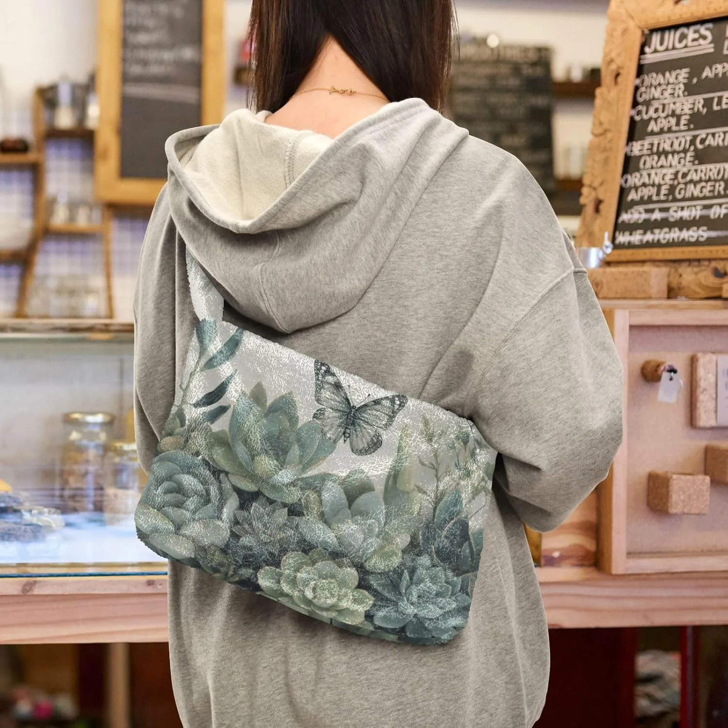 Floral Flower Texture Women's Shoulder Bag, Tote Shoulder Bag with Zipper, Shoulder Handbag Women