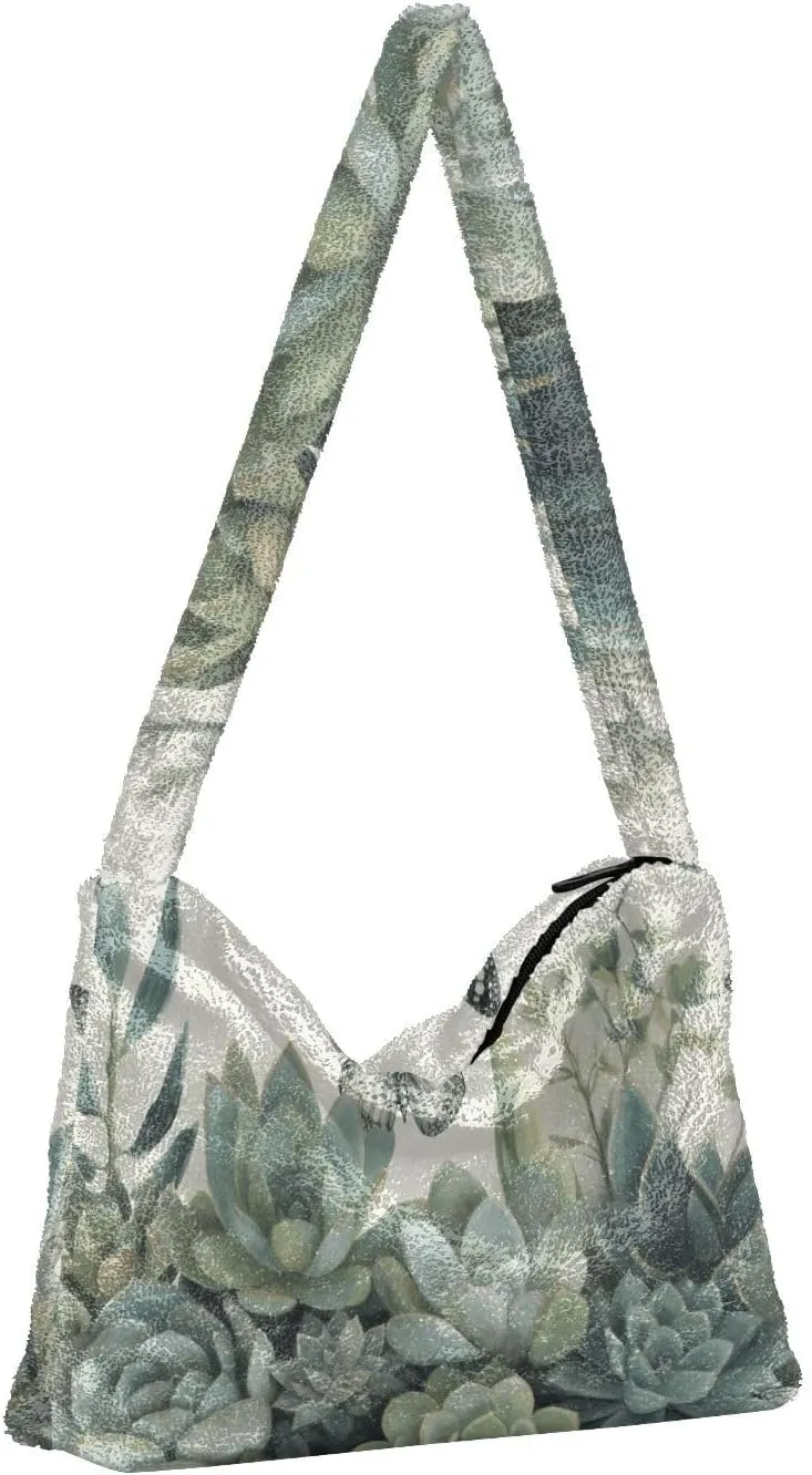 Floral Flower Texture Women's Shoulder Bag, Tote Shoulder Bag with Zipper, Shoulder Handbag Women