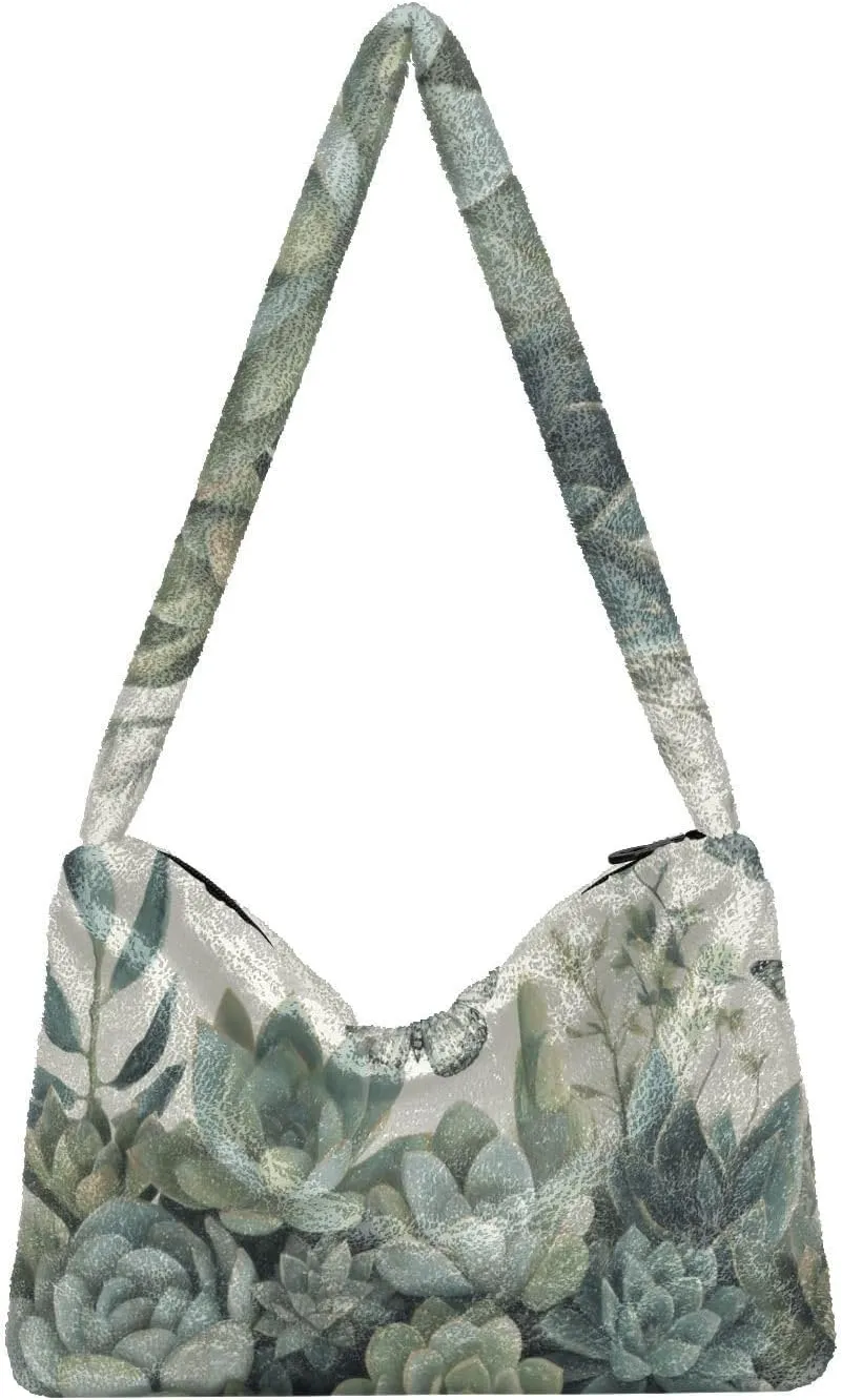 Floral Flower Texture Women's Shoulder Bag, Tote Shoulder Bag with Zipper, Shoulder Handbag Women