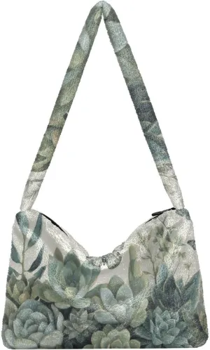 Floral Flower Texture Women's Shoulder Bag, Tote Shoulder Bag with Zipper, Shoulder Handbag Women