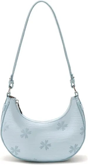 Floral Pattern Shoulder Bag for Women PU Leather Crescent Underarm Bag Designer Crossbody Elegant Handbag and Purse