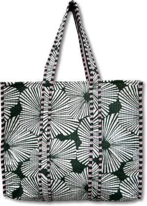 Flower Print Cotton Tote Bag Handmade Boho Bag Market Bag Women Cotton Quilted Tote Bag Traveling Bag Handle Bag