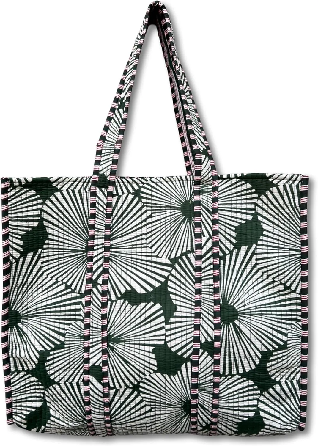 Flower Print Cotton Tote Bag Handmade Boho Bag Market Bag Women Cotton Quilted Tote Bag Traveling Bag Handle Bag