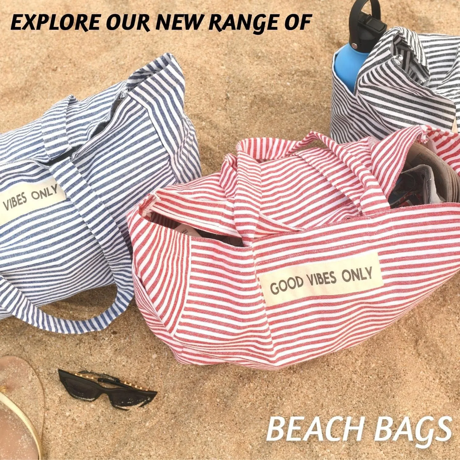 Folkulture Beach Bag for Women | 17 x 14 Inch - 100% Cotton Beach Tote Bag with Zipper Pocket Inside, Large Woven Pool Bag