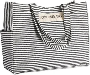 Folkulture Beach Bag for Women | 17 x 14 Inch - 100% Cotton Beach Tote Bag with Zipper Pocket Inside, Large Woven Pool Bag