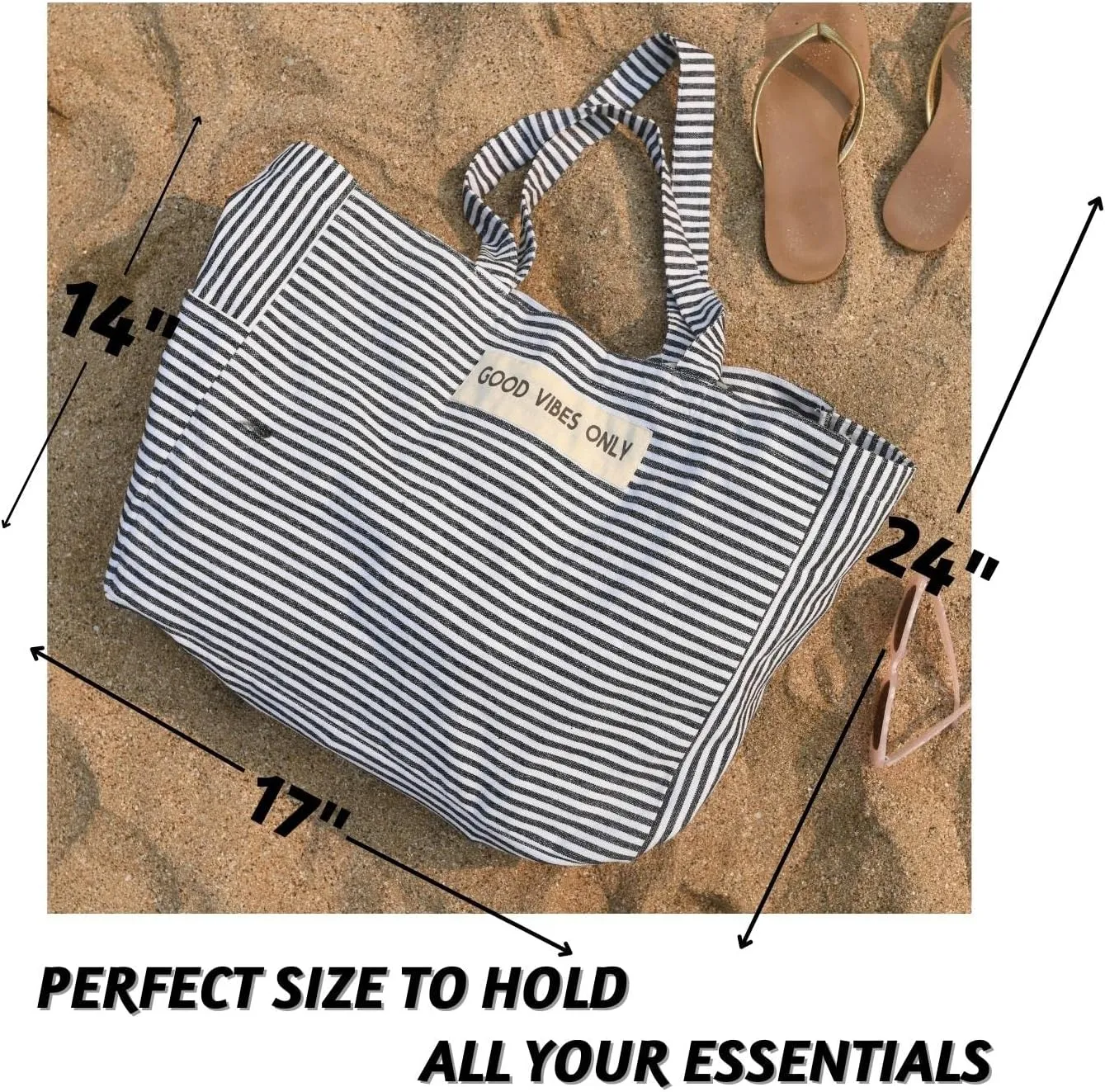 Folkulture Beach Bag for Women | 17 x 14 Inch - 100% Cotton Beach Tote Bag with Zipper Pocket Inside, Large Woven Pool Bag