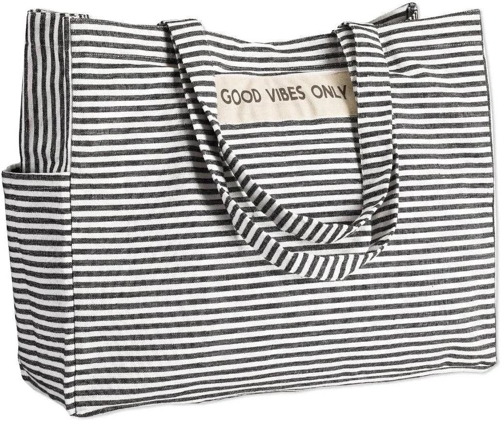Folkulture Beach Bag for Women | 17 x 14 Inch - 100% Cotton Beach Tote Bag with Zipper Pocket Inside, Large Woven Pool Bag