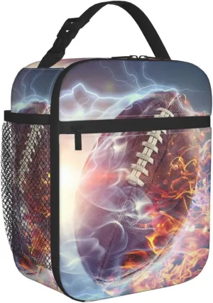 Football Lunch Box Reusable Insulated Totes Lunch Bag Thermal Cooler For Boy Girls School Men Women Beach Picnic Travel