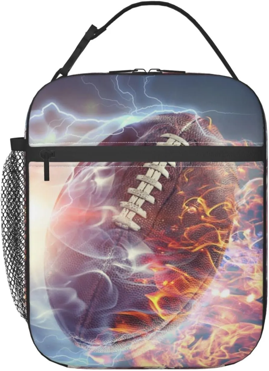 Football Lunch Box Reusable Insulated Totes Lunch Bag Thermal Cooler For Boy Girls School Men Women Beach Picnic Travel