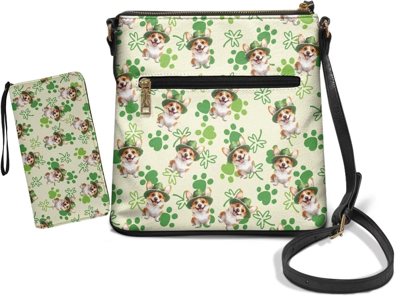 FOR U DESIGNS Crossbody Bags for Women St. Patricks Day Cute Shoulder Purse and Matching Wallet Set