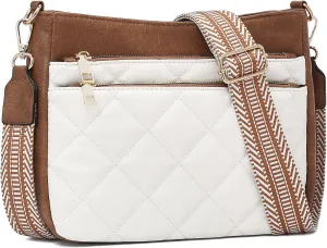 FOXLOVER Quilted Crossbody Bags for Women Trendy vegan Leather Hobo bag Shoulder purses With Wide Strap