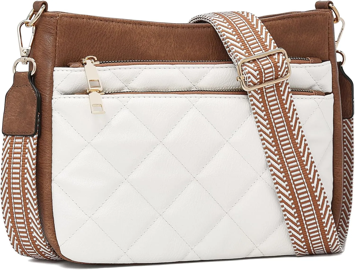 FOXLOVER Quilted Crossbody Bags for Women Trendy vegan Leather Hobo bag Shoulder purses With Wide Strap