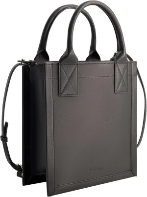 Fred Segal Tote Bag, Women's North/South Leather Shoulder Bag with Adjustable Shoulder Strap, Black