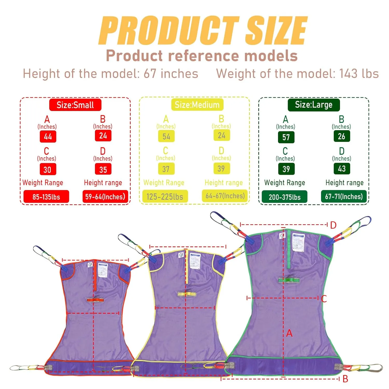 Full Body Patient Lift Sling for Patient/Senior/Elderly/Caregiver/Elderly/Disabled/Bedridden to Transfers | Repositioning | Lifting | Showering,with 1pc Laundry Bag(Purple, Medium)