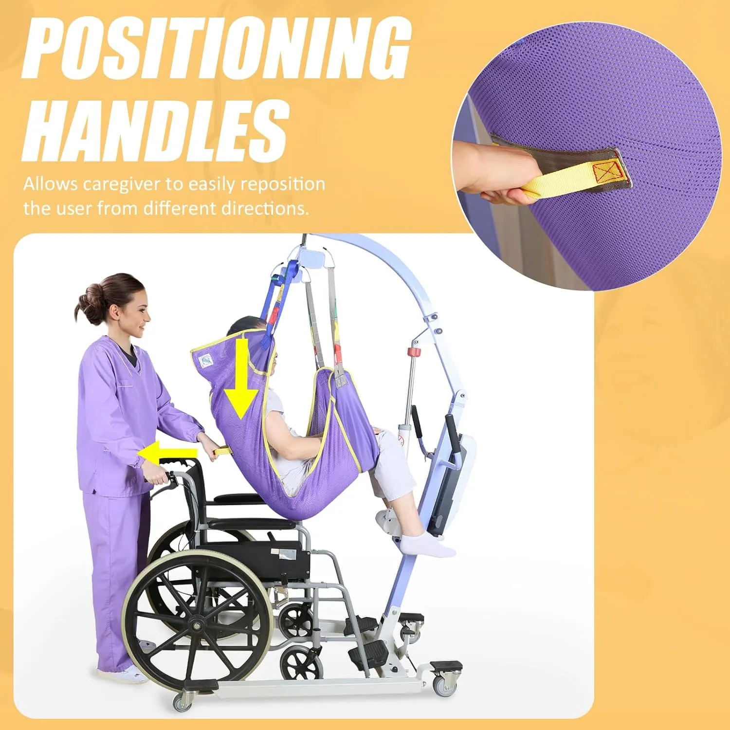 Full Body Patient Lift Sling for Patient/Senior/Elderly/Caregiver/Elderly/Disabled/Bedridden to Transfers | Repositioning | Lifting | Showering,with 1pc Laundry Bag(Purple, Medium)