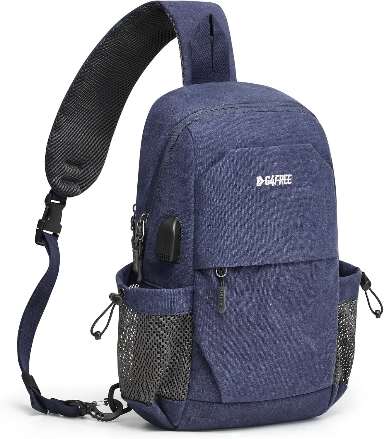 G4Free Canvas Sling Bag Crossbody Backpack Shoulder Bag for Men Women with Anti-theft Pocket & USB Charge Port