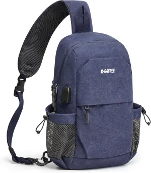 G4Free Canvas Sling Bag Crossbody Backpack Shoulder Bag for Men Women with Anti-theft Pocket & USB Charge Port