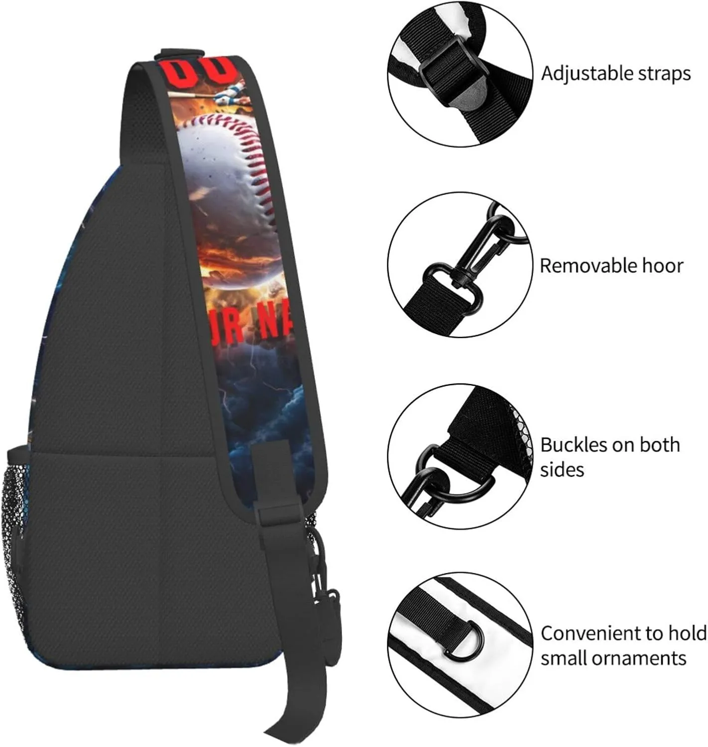Generic Baseball Sling Bag Baseball Baseball Crossbody Bag Chest Bag Gym Cycling Travel Hiking Daypack For Men Women