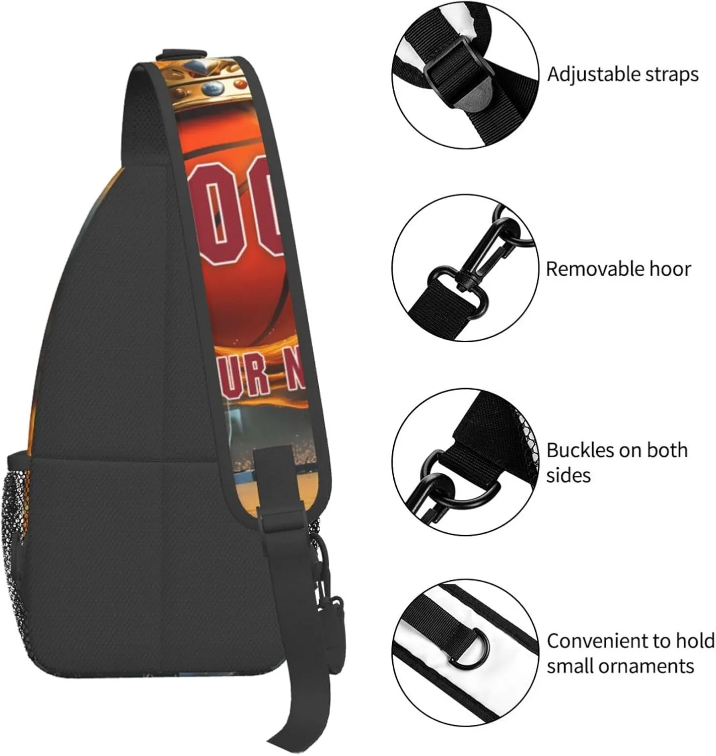Generic Basketball Sling Bag Basketball Basketball Crossbody Bag Chest Bag Gym Cycling Travel Hiking Daypack For Men Women