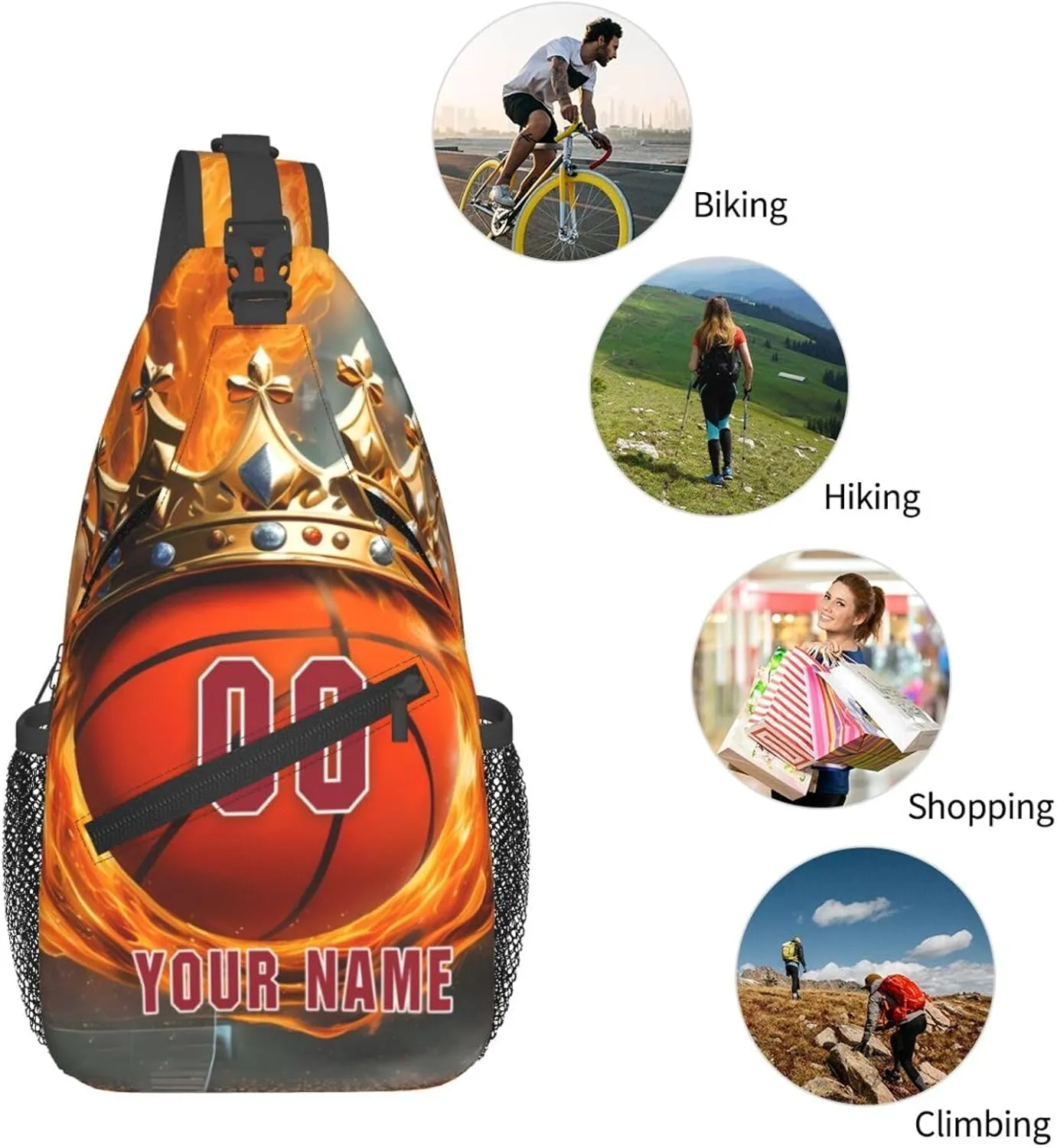 Generic Basketball Sling Bag Basketball Basketball Crossbody Bag Chest Bag Gym Cycling Travel Hiking Daypack For Men Women