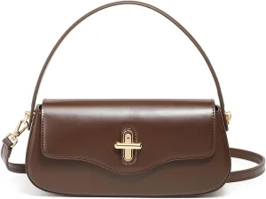Genuine Leather Handbag – Stylish Top Grain Cowhide Crossbody Bag, Vintage Lock Closure & Microfiber Lining