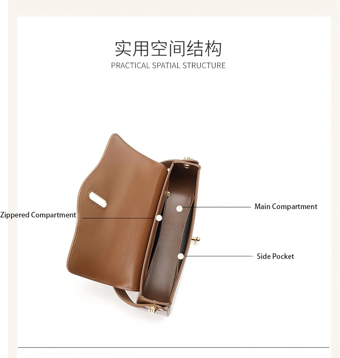 Genuine Leather Handbag – Stylish Top Grain Cowhide Crossbody Bag, Vintage Lock Closure & Microfiber Lining