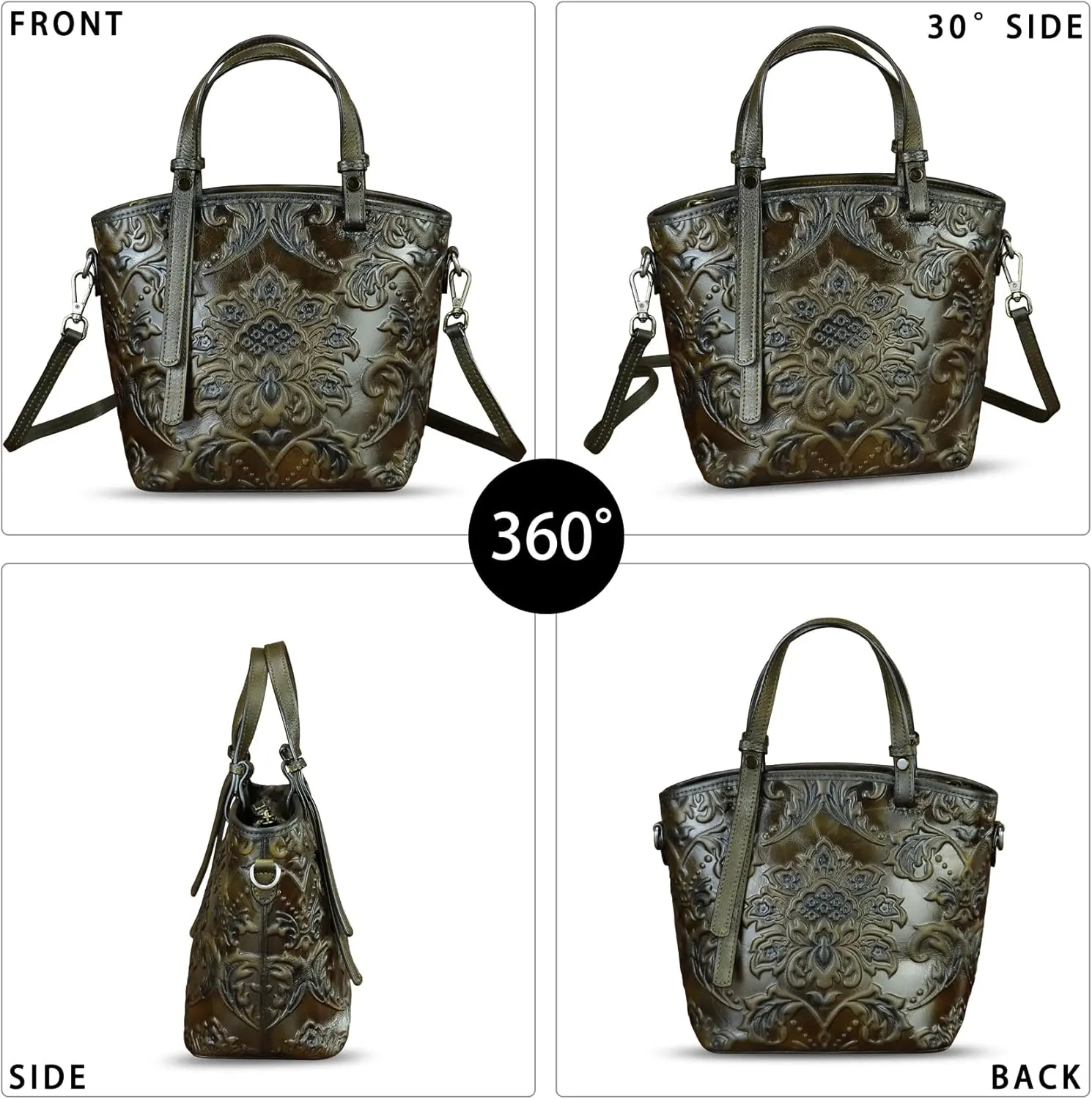 Genuine Leather Satchel for Women Purse Embossed Leather Top Handle Handbag Handmade Crossbody Handbags Tote Bag