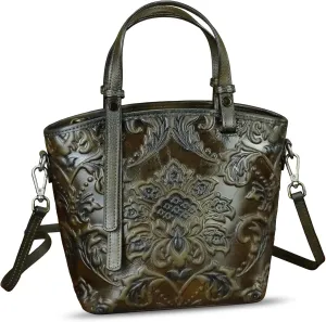 Genuine Leather Satchel for Women Purse Embossed Leather Top Handle Handbag Handmade Crossbody Handbags Tote Bag