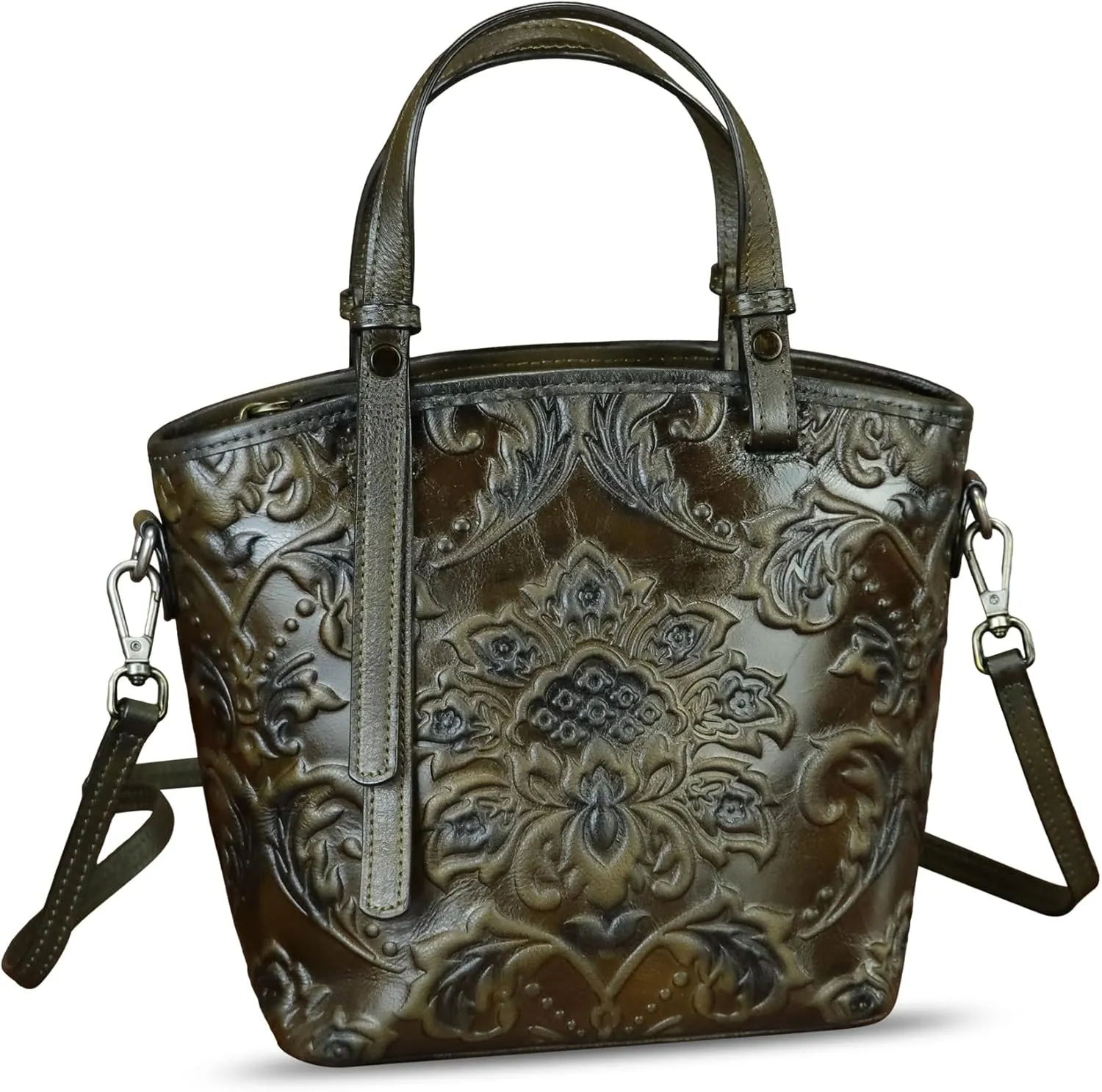 Genuine Leather Satchel for Women Purse Embossed Leather Top Handle Handbag Handmade Crossbody Handbags Tote Bag