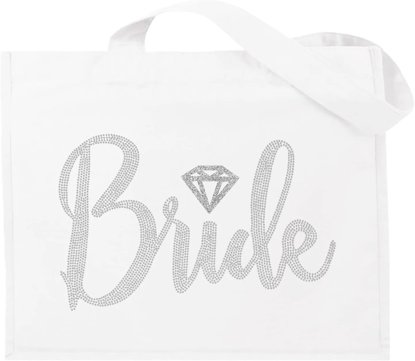 Giant Canvas Bride Tote Bag - 18" x 14" Diamond Motif Rhinestone Totes - Bridal Shower Gifts and Wedding Accessories