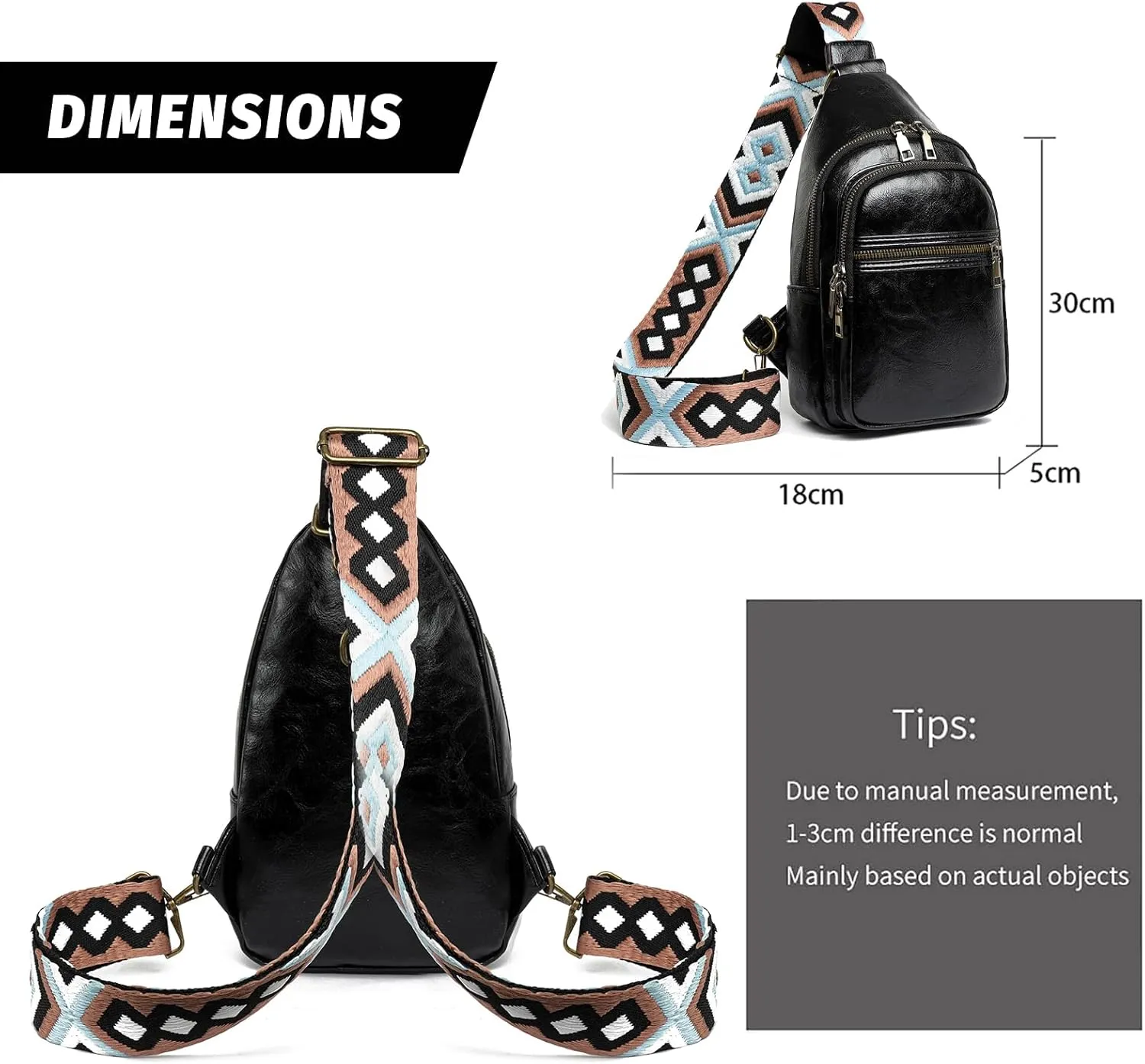 Gifts for Women Mom Christmas Gifts Birthday Small Sling Bag Leather Crossbody Fanny Packs Waist Pack for Traveling Black