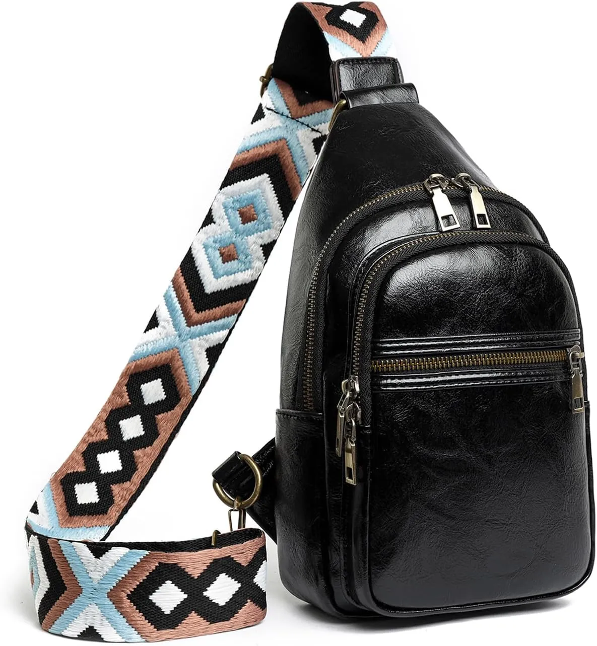 Gifts for Women Mom Christmas Gifts Birthday Small Sling Bag Leather Crossbody Fanny Packs Waist Pack for Traveling Black