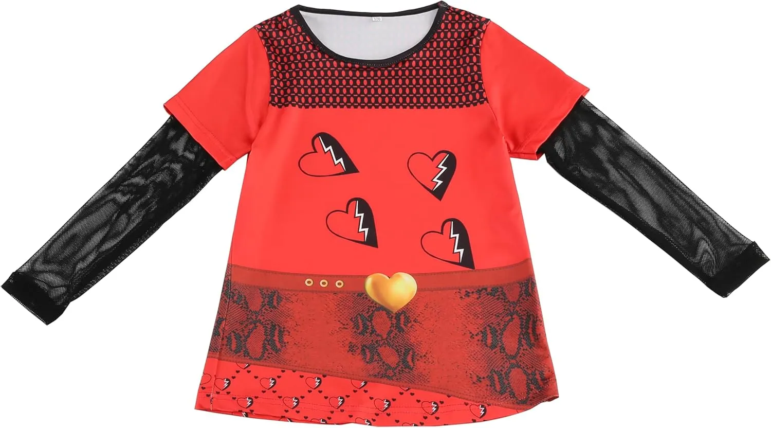 Girl Rise of Red Costume Heart Jacket Shirt Flare Pants Wig Necklace Gloves Bag Halloween Cosplay 7PCS Set 3-12Y
