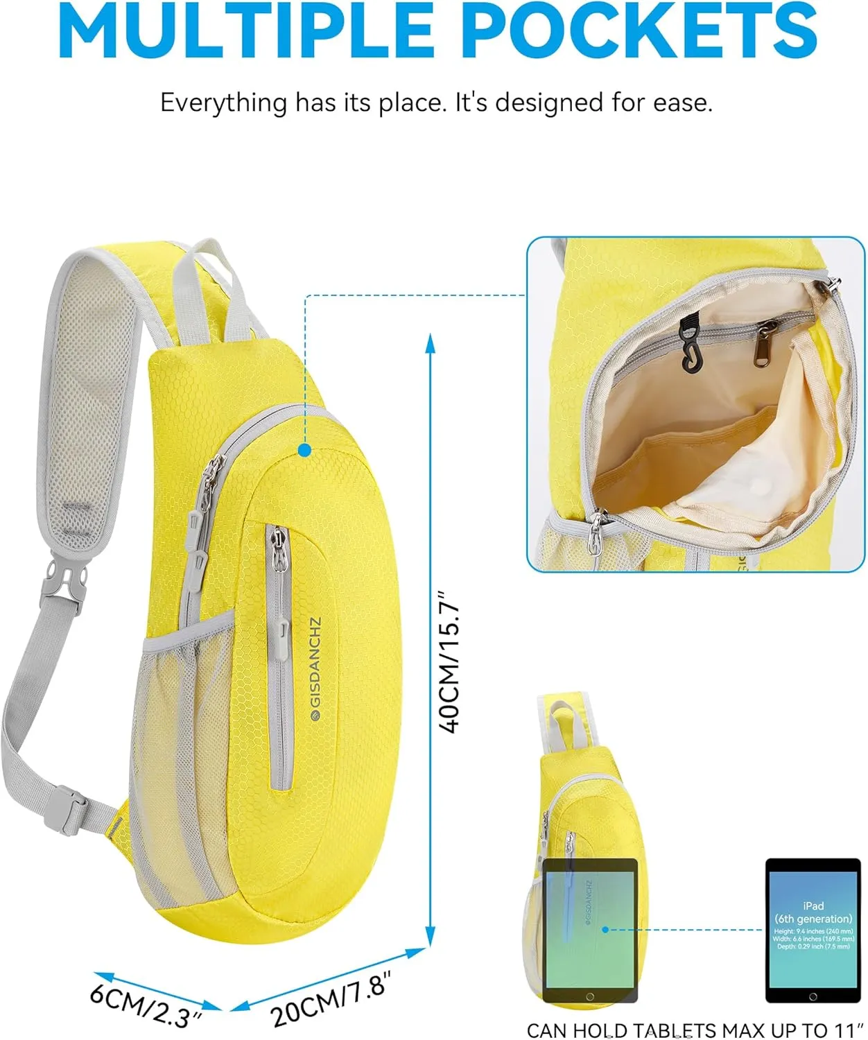 Gisdanchz Unisex Honeycomb Jacquard Small Sling Bag Slim Sling Backpack Crossbody Chest Bag for Hiking Travel