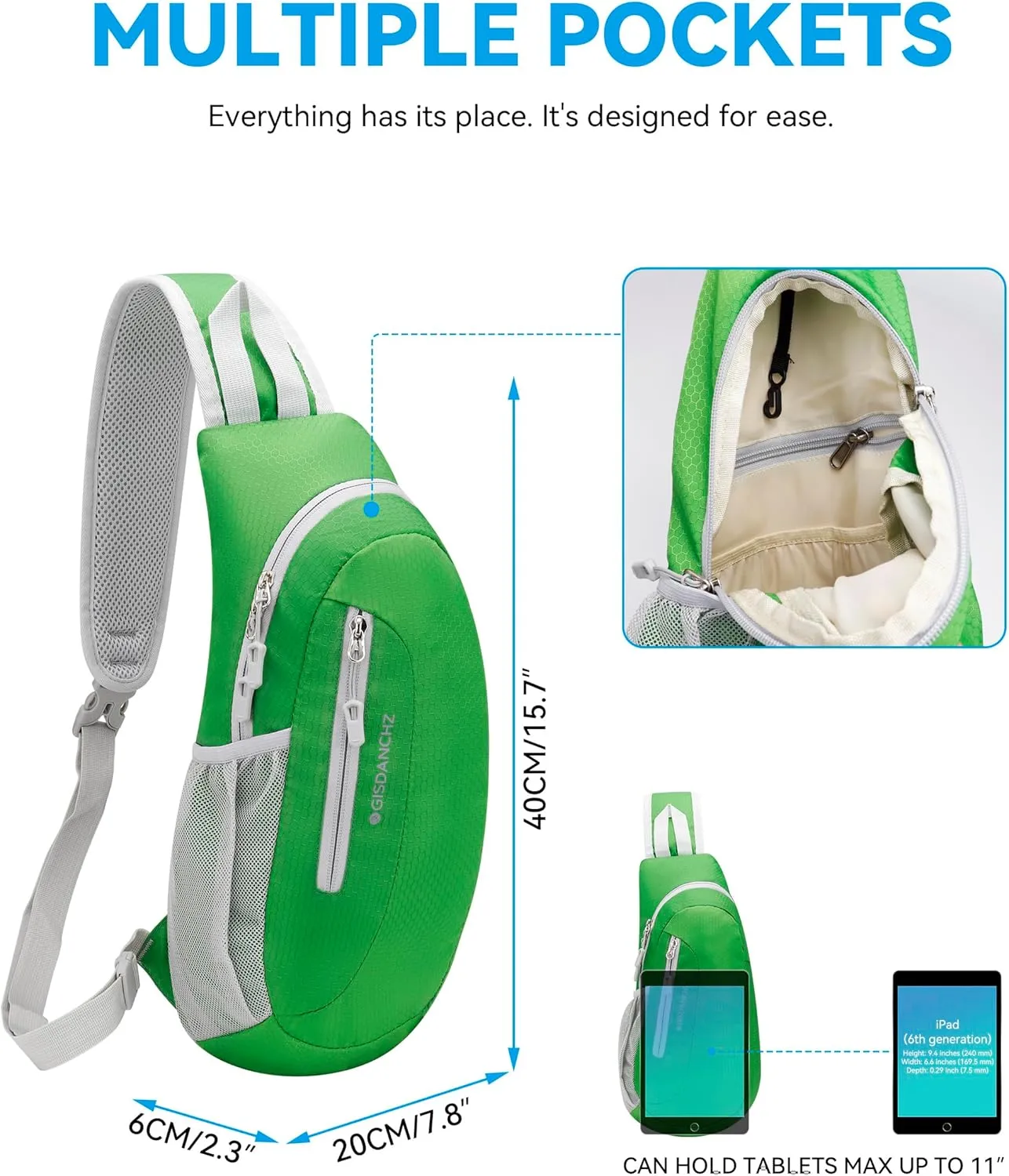 Gisdanchz Unisex Honeycomb Jacquard Small Sling Bag Slim Sling Backpack Crossbody Chest Bag for Hiking Travel