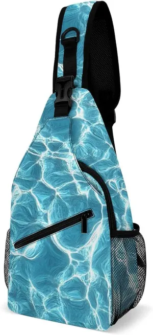 Glass Sea Water Casual Sling Bag Backpack Travel Shoulder Chest Crossbody Bags Adjustable Daypack Unisex