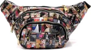 Glossy Magazine Cover Collage Michelle Obama and Barack Obama Fanny Pack Belt Bag Waist Pack Obama Purse (5-Multi)