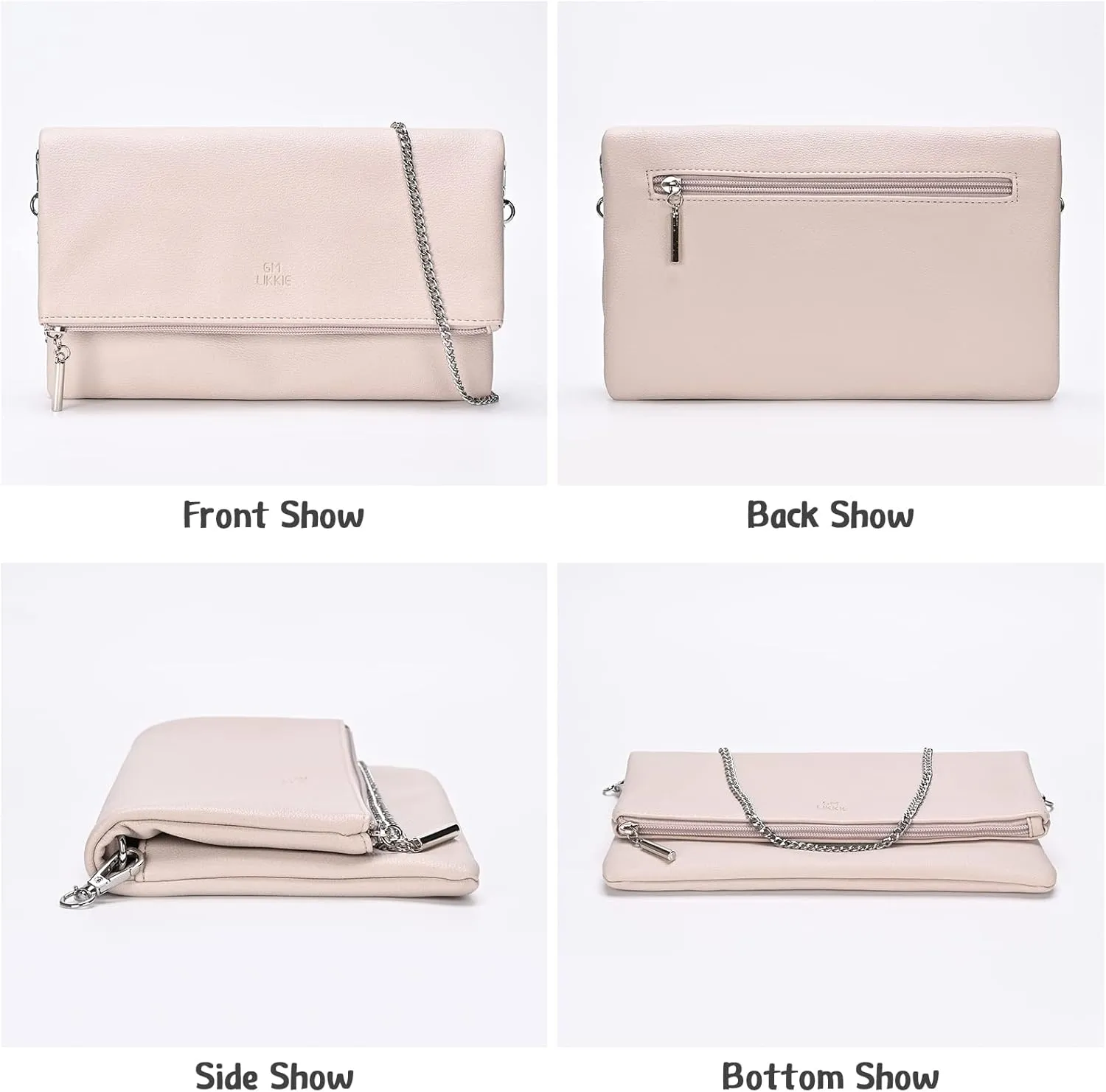 GM LIKKIE Clutch Purse for Women, Large Envelope Clutch HandBag, Crossbody Foldover PU Leather Clutches bag
