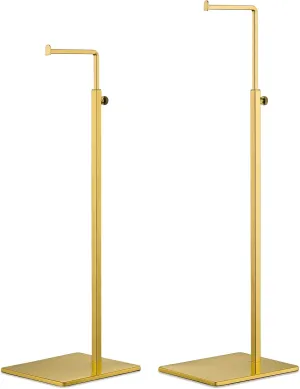 Gold Purse Display Stands - 2 Pack Adjustable Height Purse Display Stand - Metal Handbag Display Stand Set - Single L Hanging Hook Bag Stand for Boutique Store