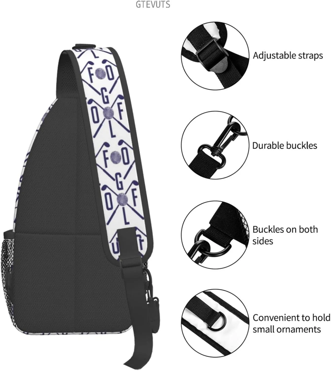 Golf Sling Backpack Chest Bag Crossbody Shoulder Bag Gym Cycling Travel Hiking Daypack For Men Women