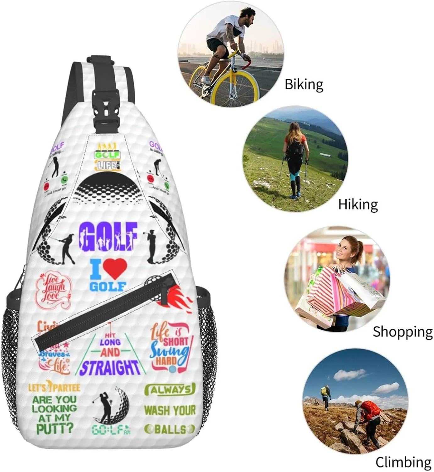 Golf Sling Backpack Sling Bag Crossbody Shoulder Bag Sport Purse Golf Chest Bag For Men Women