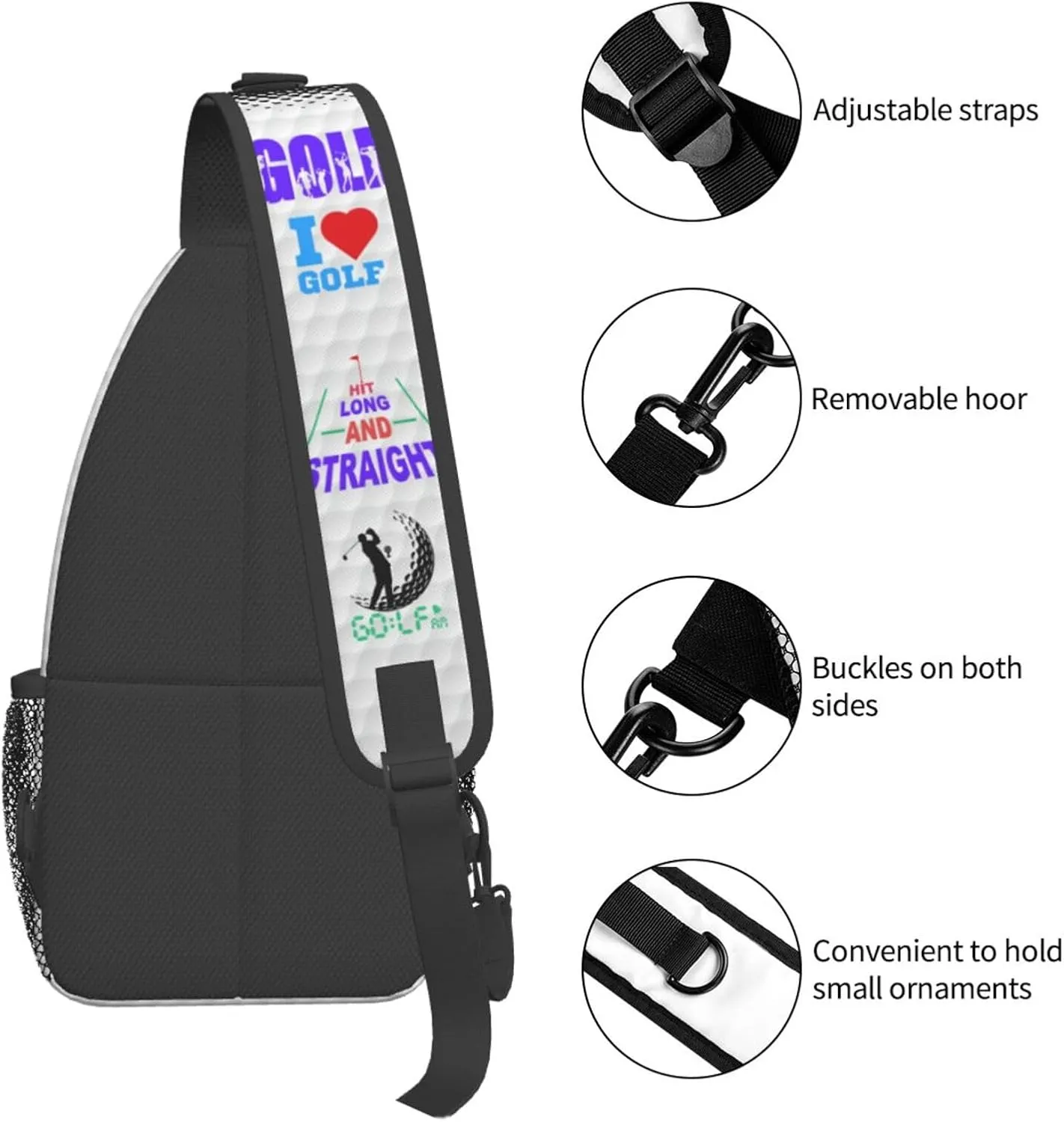 Golf Sling Backpack Sling Bag Crossbody Shoulder Bag Sport Purse Golf Chest Bag For Men Women