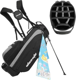 Golf Stand Bag Nylon Lightweight 14 Way Divider 6 Zipperd Pockets Golf Club Bag with Handle Rain Cover Dual Shoulder Straps Golf Towel for Men and Women