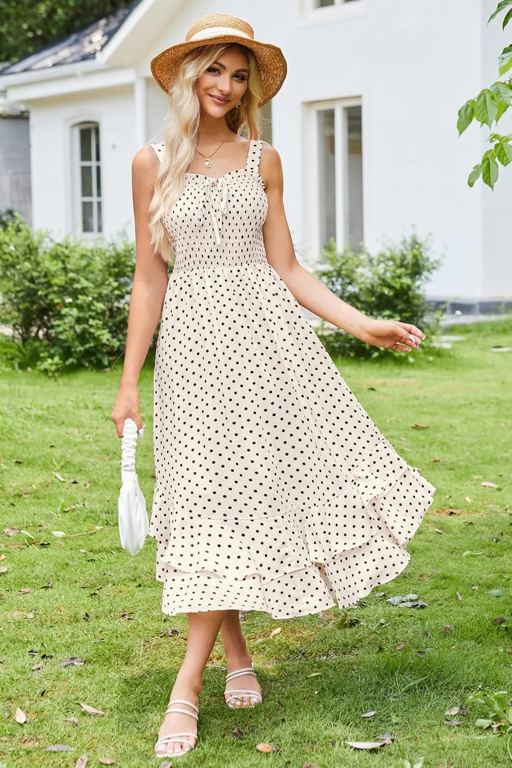 GRACE KARIN Women's 2025 Summer Floral Boho Dress Square Neck Strapped Swing A Line Sundress Beach Long Maxi Outfits