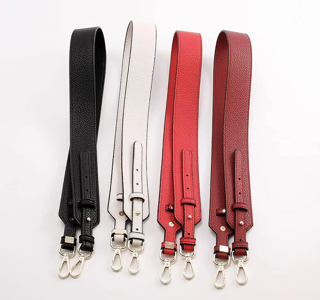 Grain Leather Purse Strap Adjustable Crossbody Replacement Straps for Handbags Monk Head Screws Detachable Silver Clasps Short Brown