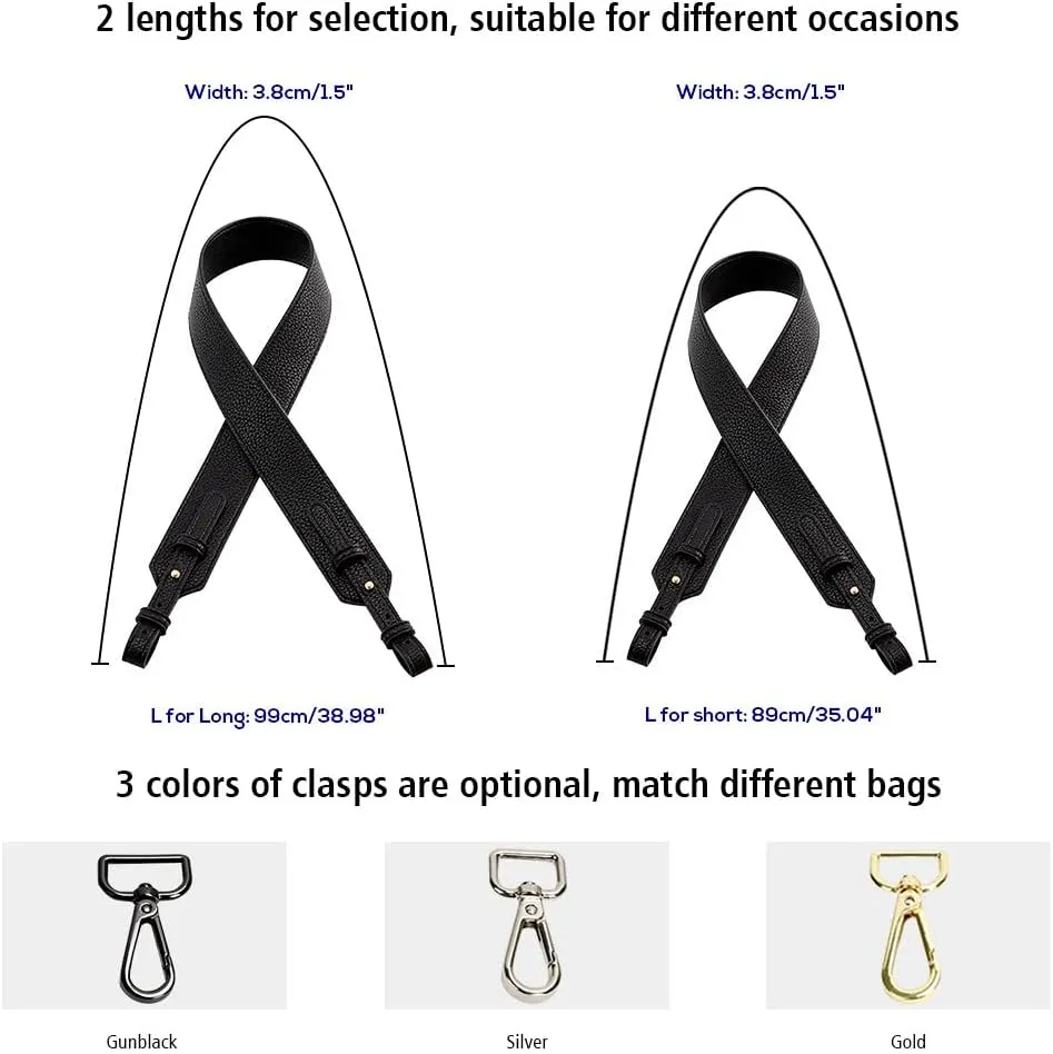 Grain Leather Purse Strap Adjustable Crossbody Replacement Straps for Handbags Monk Head Screws Detachable Silver Clasps Short Brown