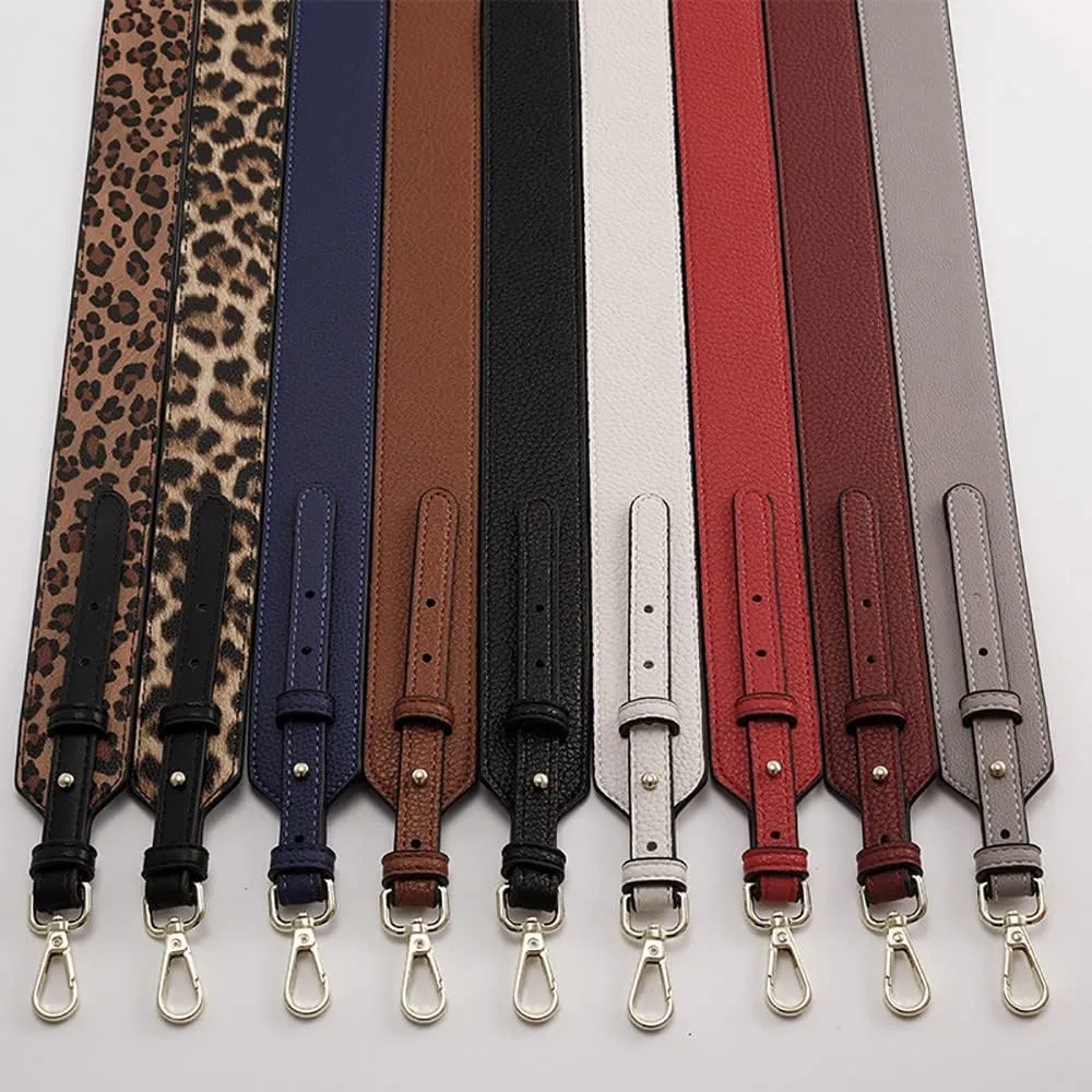Grain Leather Purse Strap Adjustable Crossbody Replacement Straps for Handbags Monk Head Screws Detachable Silver Clasps Short Brown