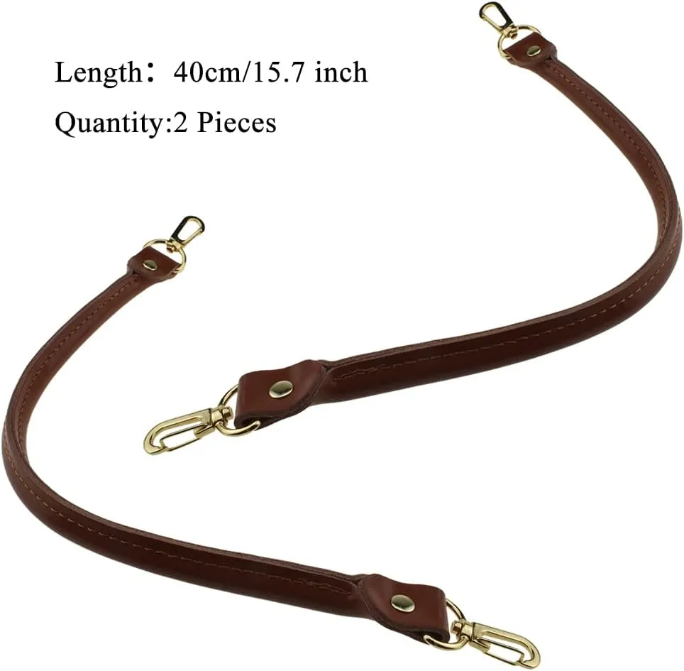 Hahiyo Purse Handle Replacement Cowhide Leather Handle Strap Shoulder Handbag Tote Belt Lobster Swivel Clasp Buckle Sturdy Easy Clip on Attach Stay on Not Slip off Not Leave Mark on Body 15.7inch 2PCS
