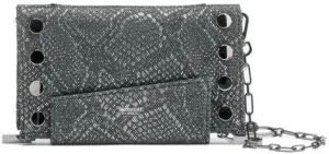 Hammitt Levy After Dark Black Silver Wallet Embossed Leather Bag Crossbody New